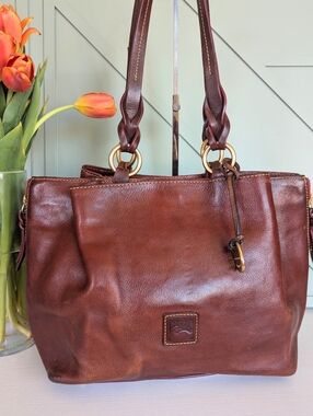 Dooney & Bourke Florentine Leather Large Zip Barlow Satchel.